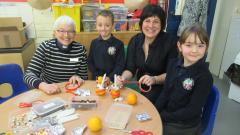 Christingle making in school